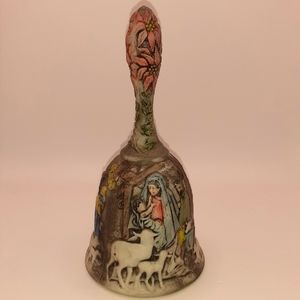 Vintage FENTON Christmas/Nativity Scene Hand painted with signature and clapper.